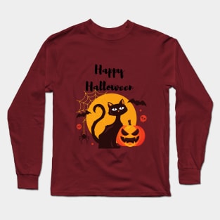 Happy Halloween Cat and friends Long Sleeve T-Shirt